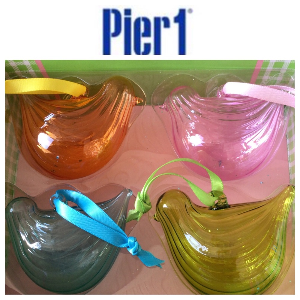 PIER 1 GLASS BIRD ORNAMENTS NWT